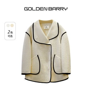 BARRY金和百瑞2024年冬高级撞色包边羊毛双面呢大衣143025 GOLDEN