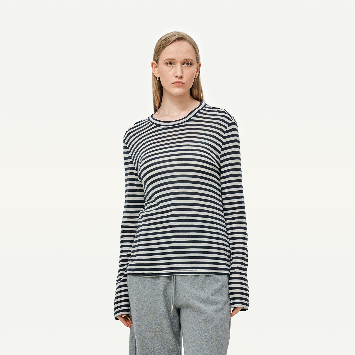 金和百瑞慵懒日常百搭条纹T羊毛