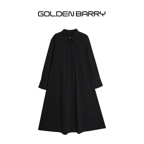 【优雅蓬蓬裙】GOLDEN BARRY金和百瑞翻领A字长袖衬衫裙女306045