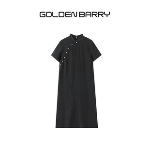 國風長款 彩扣旗袍連衣裙女301284 BARRY金和百瑞25夏新款 GOLDEN