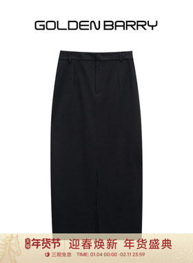 GOLDEN BARRY金和百瑞冬季直筒显瘦遮胯加绒半身裙312021