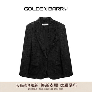 外套女100156 高级重工剪花黑色西装 GOLDEN BARRY25秋设计感女装