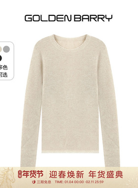 【羊绒混纺】GOLDEN BARRY25秋冬经典柔软叠穿镂空边针织衫243113