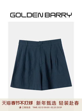 GOLDEN BARRY金和百瑞日常百搭简约休闲通勤清凉感亚麻短裤561093