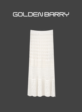 GOLDEN BARRY金和百瑞高级感法式度假风镂空钩花A摆半身裙310135
