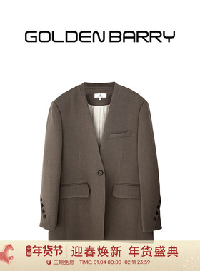 GOLDEN BARRY金和百瑞秋季新款时髦V领落肩廓版西装外套女100126