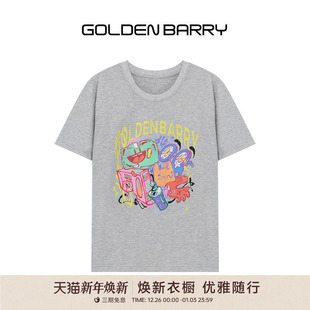 T恤201051 基础童趣趣味涂鸦印花磨毛棉短袖 GOLDEN BARRY25冬经典