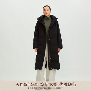 GOLDEN 羊毛混纺鹅绒服132052 BARRY金和百瑞2025年冬百搭连帽长款