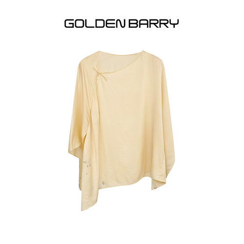 GOLDEN BARRY春夏设计感气质通勤百搭斜襟盘扣100真丝衬衫213094