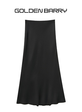 GOLDEN BARRY金和百瑞25夏高级质感黑色高腰真丝灵动半身裙310161