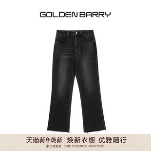 GOLDEN 女506030 BARRY金和百瑞秋冬复古显瘦黑色微喇九分牛仔裤