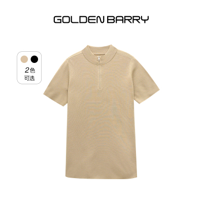 【午茶小调】GOLDEN BARRY金和百瑞春夏新款半拉链针织短袖246448