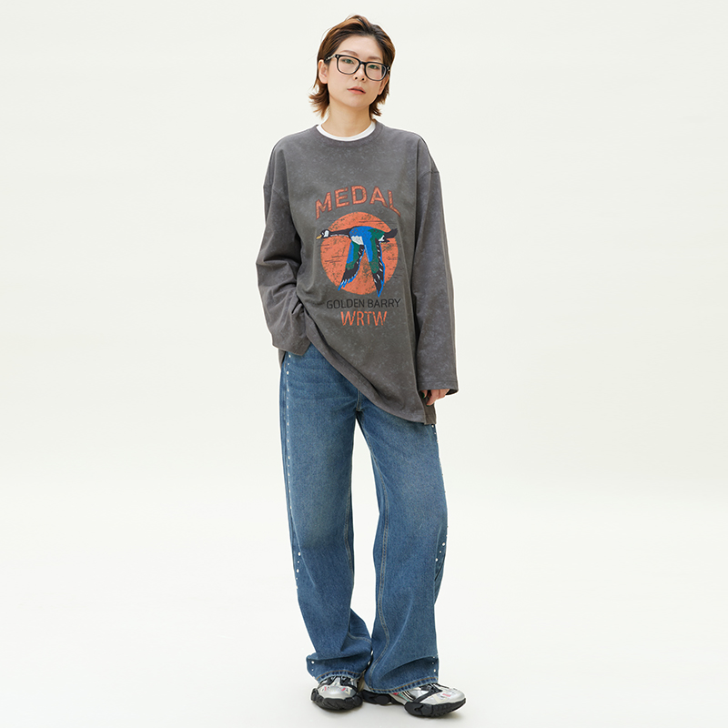 金和百瑞纯棉休闲印花长袖T