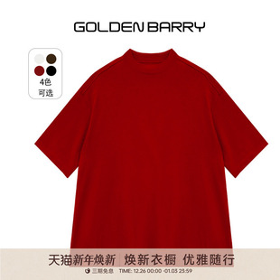GOLDEN T恤201962 BARRY金和百瑞25秋半高领直角肩显瘦100棉短袖