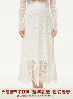 GOLDEN BARRY金和百瑞2025年春浪漫亮片蕾丝半身裙310156