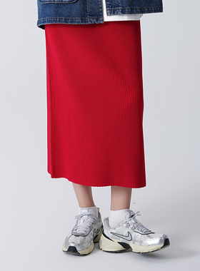 GOLDEN BARRY金和百瑞新款纯色系经典百搭针织半身裙女春秋314023