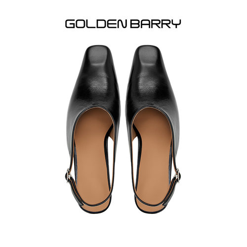 GOLDEN BARRY金和百瑞25夏法式气质仙女风方头后空凉鞋女鞋643048