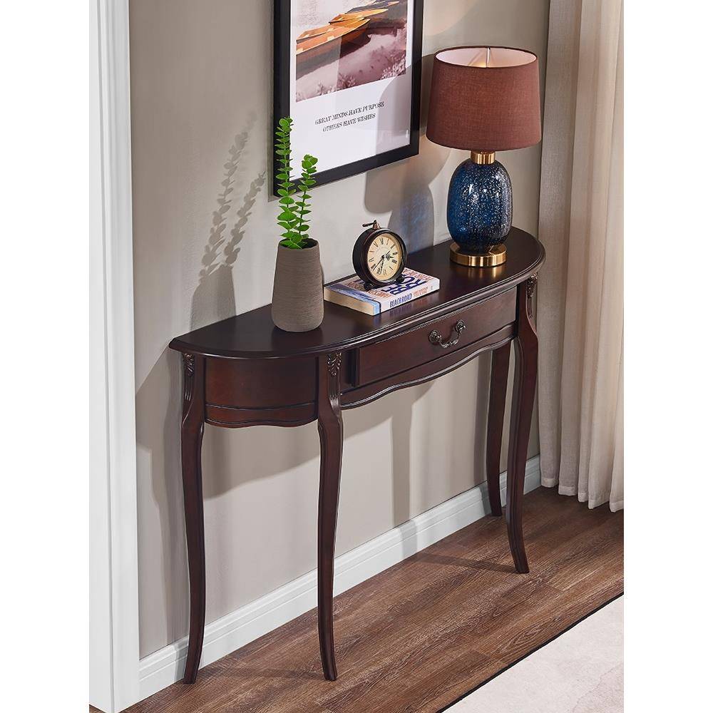 需定制入户实木玄关柜美式复古半圆靠墙玄关台欧式玄关桌隔断过道