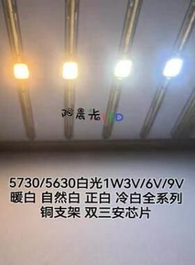 5730暖白自然白正白冷白色1瓦3V6伏铜支架1W双芯片LED发光灯珠