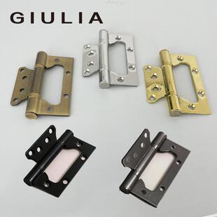 GIULI静音轴承4寸子母合页金色黑色古铜铰链免开槽静音合页