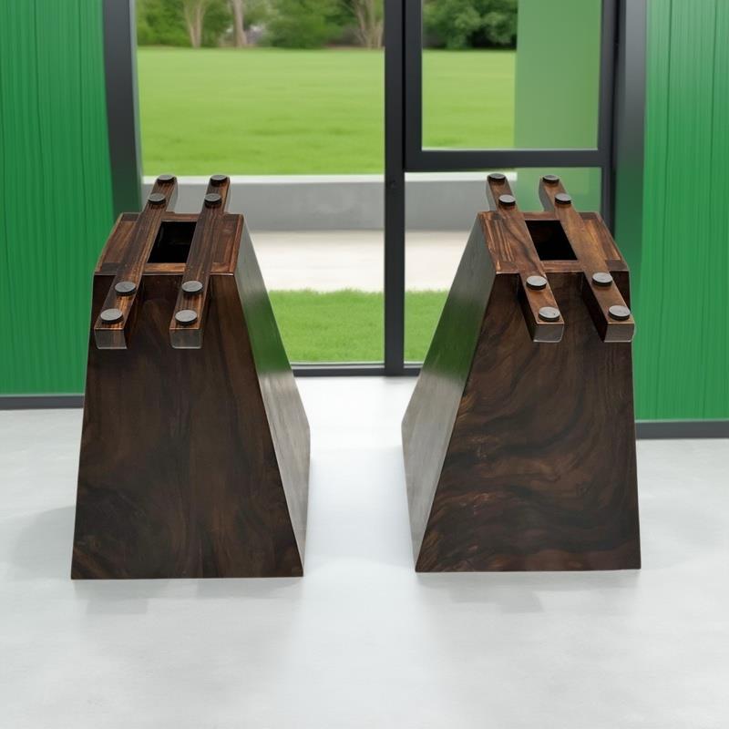 胡桃木茶桌原木桌子腿几何实木大板脚架餐桌支架茶台岩板脚支撑架