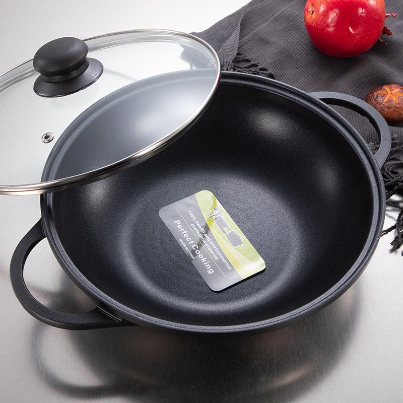 韩式覆底不粘锅商用双耳炒锅干锅鱼头醉鹅锅火锅燃气电磁炉通用