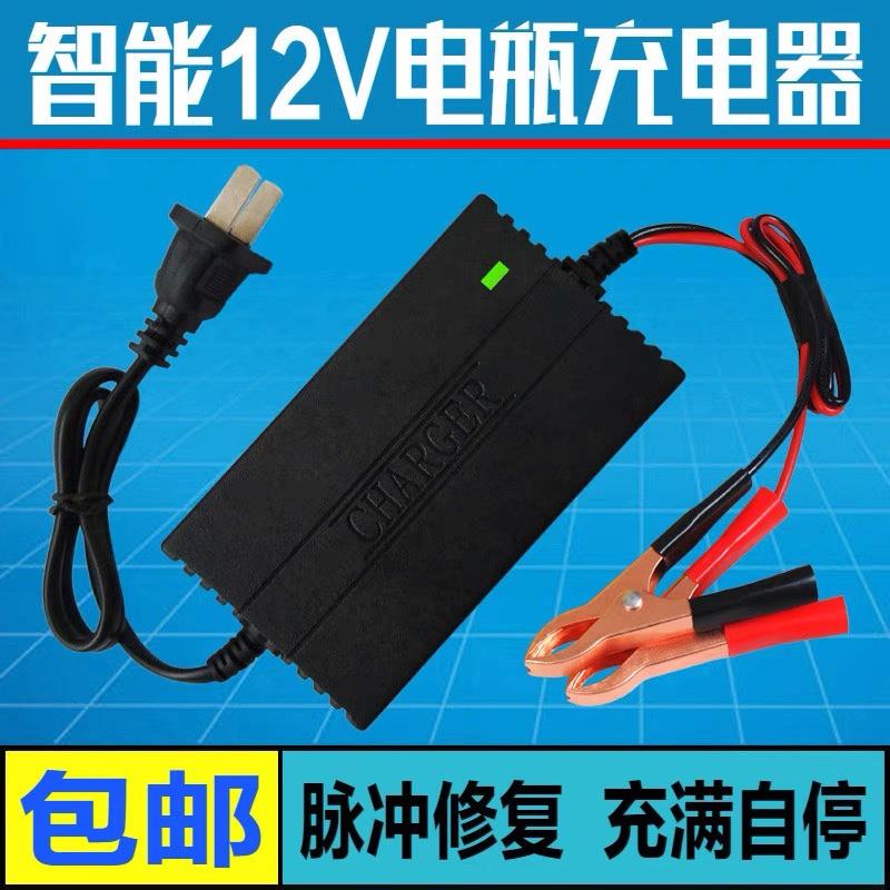 智能12v伏摩托车电瓶充电器汽车通用型铅酸蓄电池脉冲修复充电机