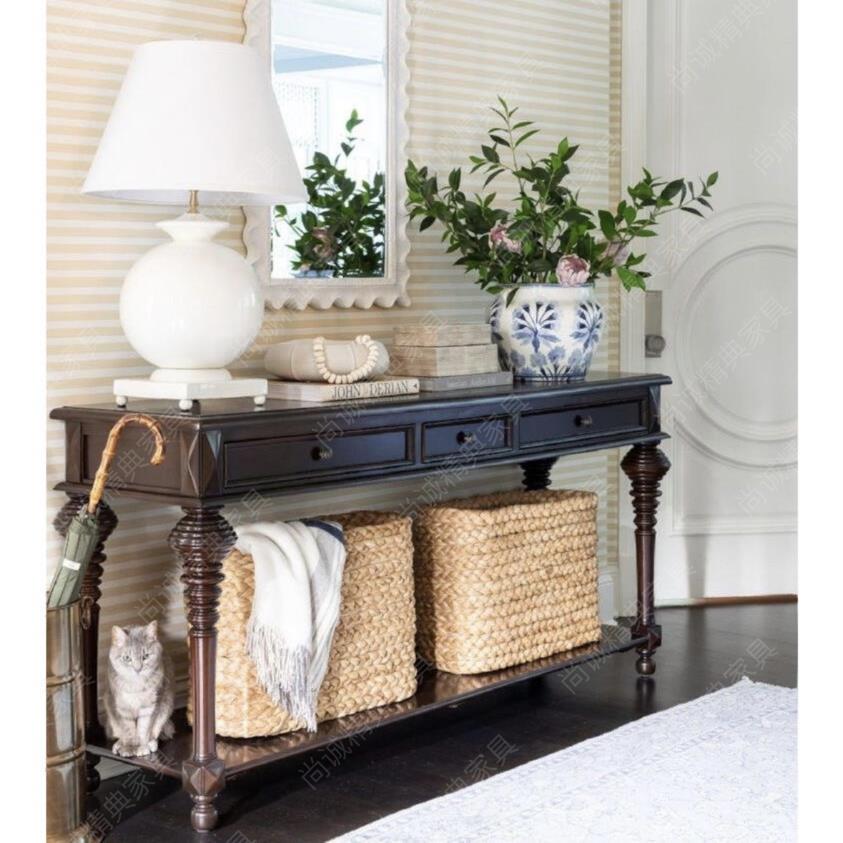需定制美式实木玄关柜入户玄关台法式新古典靠墙长条桌沙发背桌装