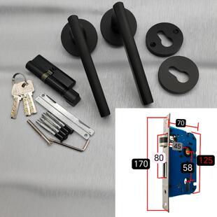85黑色分体锁卧室门房间室内执手门锁具配件压把手锁通用型