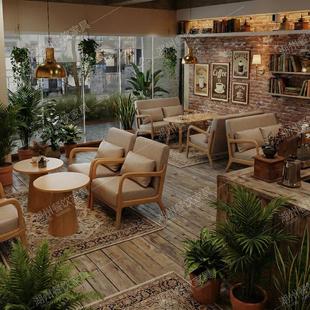 商用接待洽谈沙发椅奶茶店咖啡厅桌椅组合餐厅休息区茶楼休闲卡座