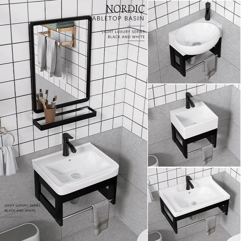 简易壁挂式陶瓷洗手盆小户型洗脸盆柜组合卫生间洗脸池洗漱台迷你