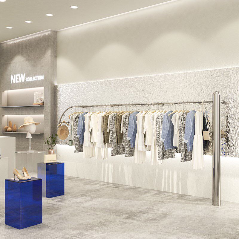速发服装店展示架不锈钢新款货架陈衣道具列店简约时尚上墙壁挂装
