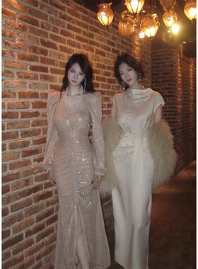 速发Good Job【睡美人】轻奢重工刺绣袖片鱼尾连衣裙气质长亮礼服