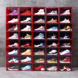 速发鞋盒收纳盒透明防氧化装鞋整收纳神器塑柜篮球鞋料省空间子理