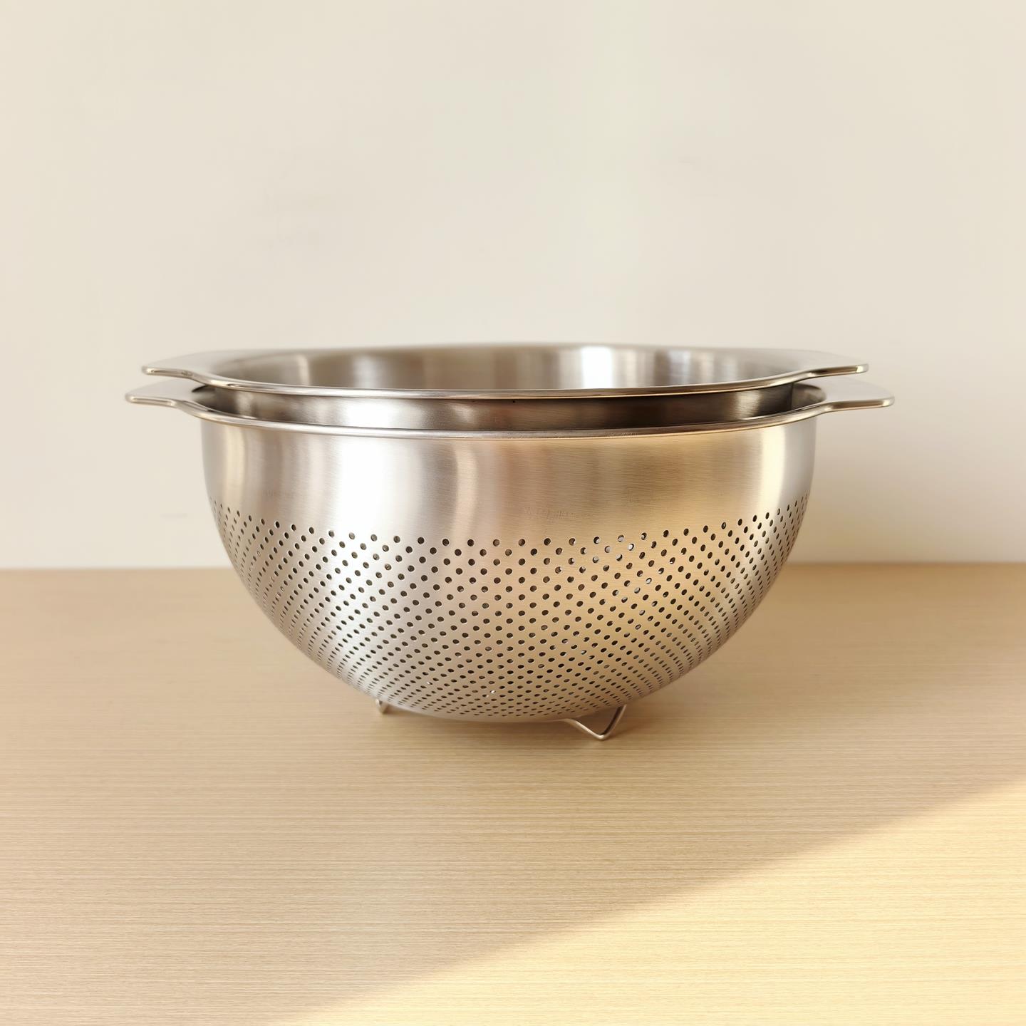 维乐仕18/10不锈钢23-25cm多用沥水篮淘米洗水果篮加高盆筛