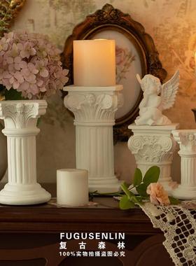 复古森林韩国ins风罗马柱桌面摆件客厅造景简约北欧拍摄道具