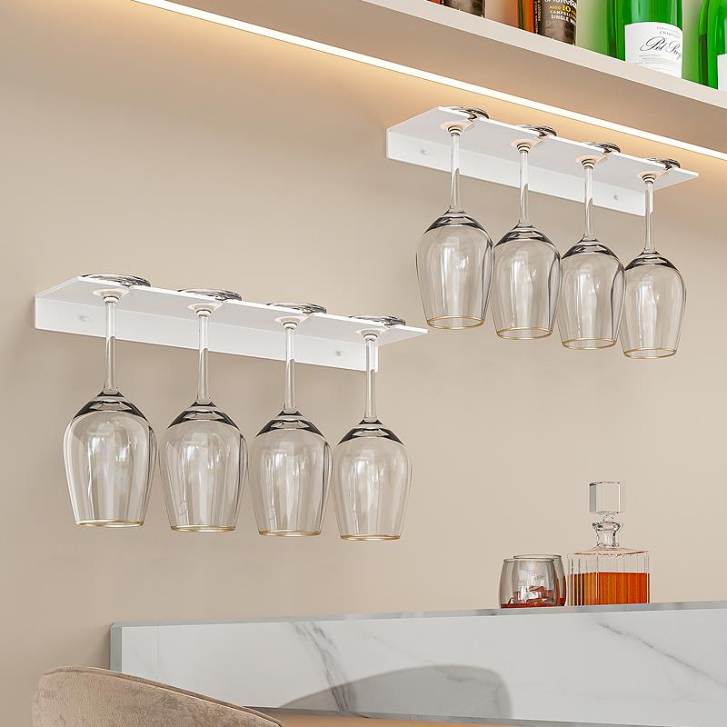 红酒杯架小号高脚杯置物架太空铝杯架免打孔酒柜香槟杯收纳架侧装