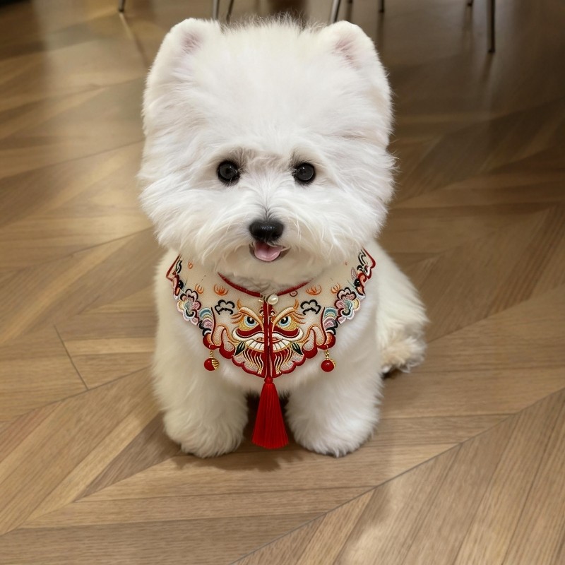 ?新年狗狗衣服围脖口水巾宠物小配饰猫咪围巾围兜喜庆过年装饰