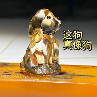 淄博动物琉璃水晶狗家居车载办公桌面工艺品猫狗玻璃摆件装饰礼物