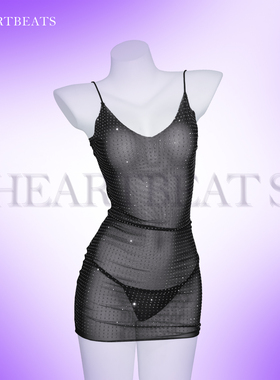 HeartBeats[暗夜繁星]情趣睡衣cosplay性感辣妹透视V领吊带包臀裙