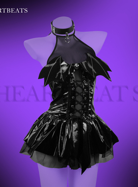 HeartBeats[激情魅魔]情趣睡衣cosplay性感亮面漆皮绑带诱惑短裙