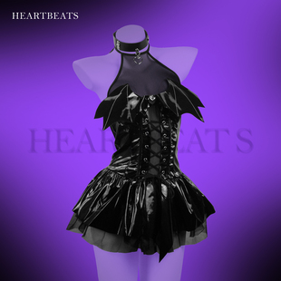 HeartBeats ****睡衣cosplay性感亮面漆皮绑带诱惑短裙 激情魅魔