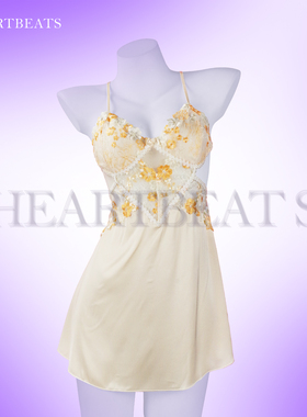 Heartbeats 性感睡衣女夏显瘦新款高级感纯欲带胸垫蕾丝吊带睡裙