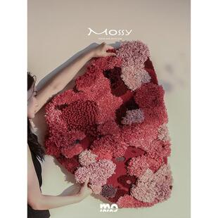 玫瑰陛下 陌希 红色手工地毯坐垫羊毛入户门口地垫高级艺术不规则