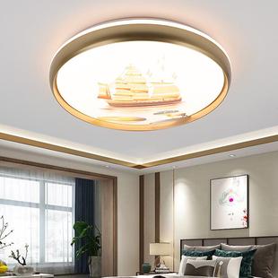 led吸顶灯卧室灯2023年新款 新中式 轻奢5D喷画房间圆形阳台过道灯