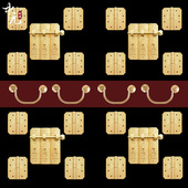 纯黄铜山水中式 仿古典明清家具顶箱大衣柜电视柜合页拉手铜配套件