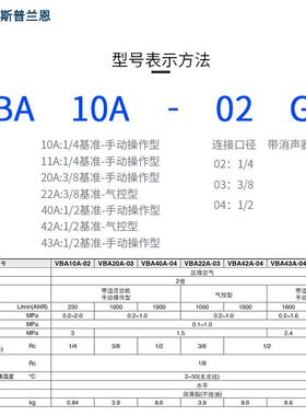 。VBA空气压气体增压阀器加压泵增压缸气动缸VBA10A/20A-03/40A-0