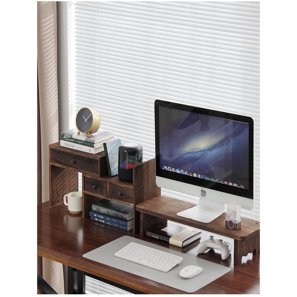 实木电脑增高架桌面显示器支架高级感办公桌垫高底座台式置物架