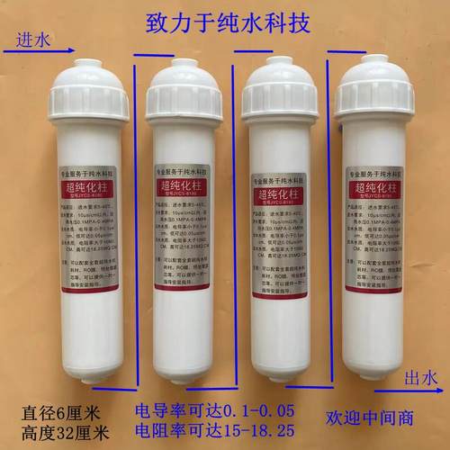 实验室去离子水机超纯化柱18兆欧进口滤芯 超纯水机抛光树脂柱