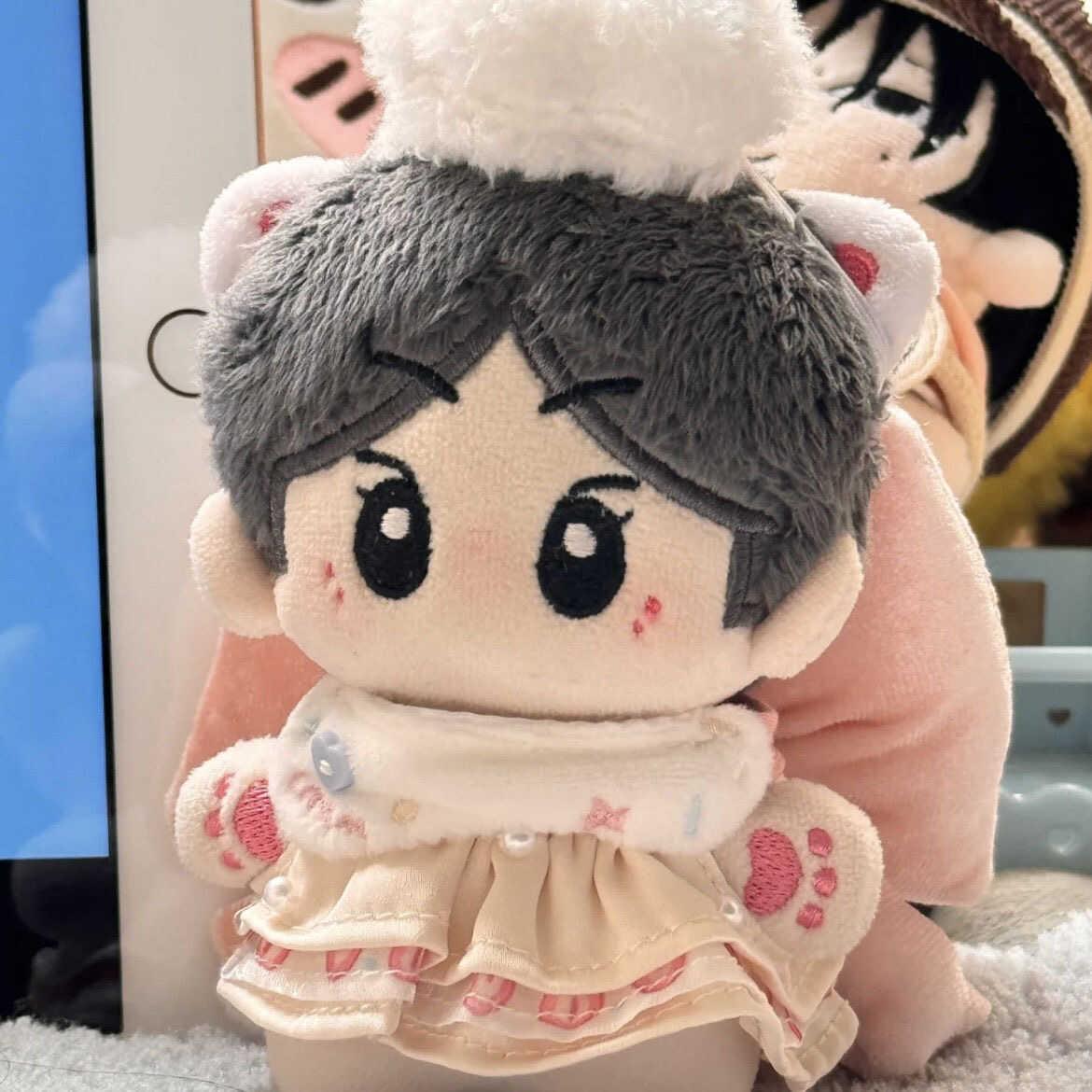 10厘米棉花娃娃草莓蛋糕裙娃衣可爱粉色蝴蝶结玩偶棉花娃娃小配件